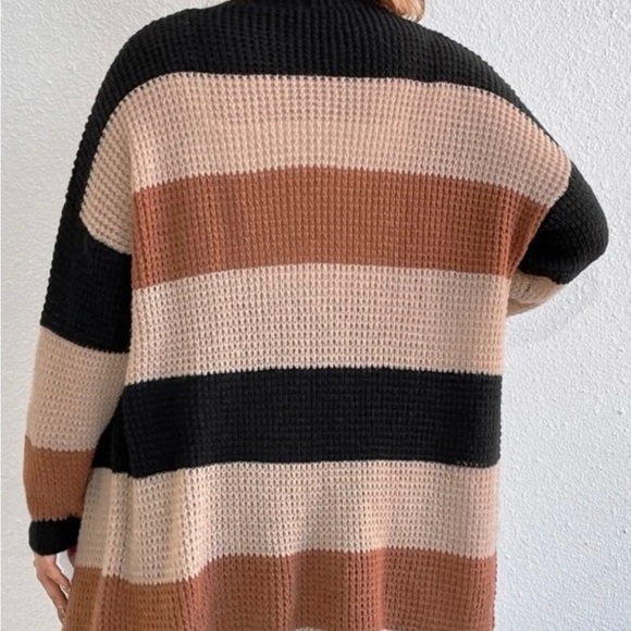 earth Toned Color-block Drop Shoulder Duster Cardigan. NWT - Picture 6 of 6